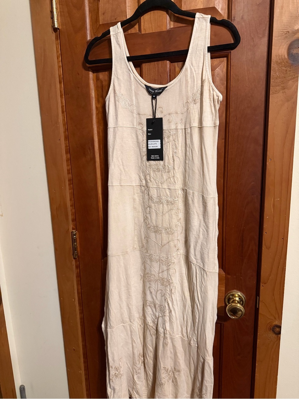 Young Threads Ivory Embroidered Maxi Tank Dress